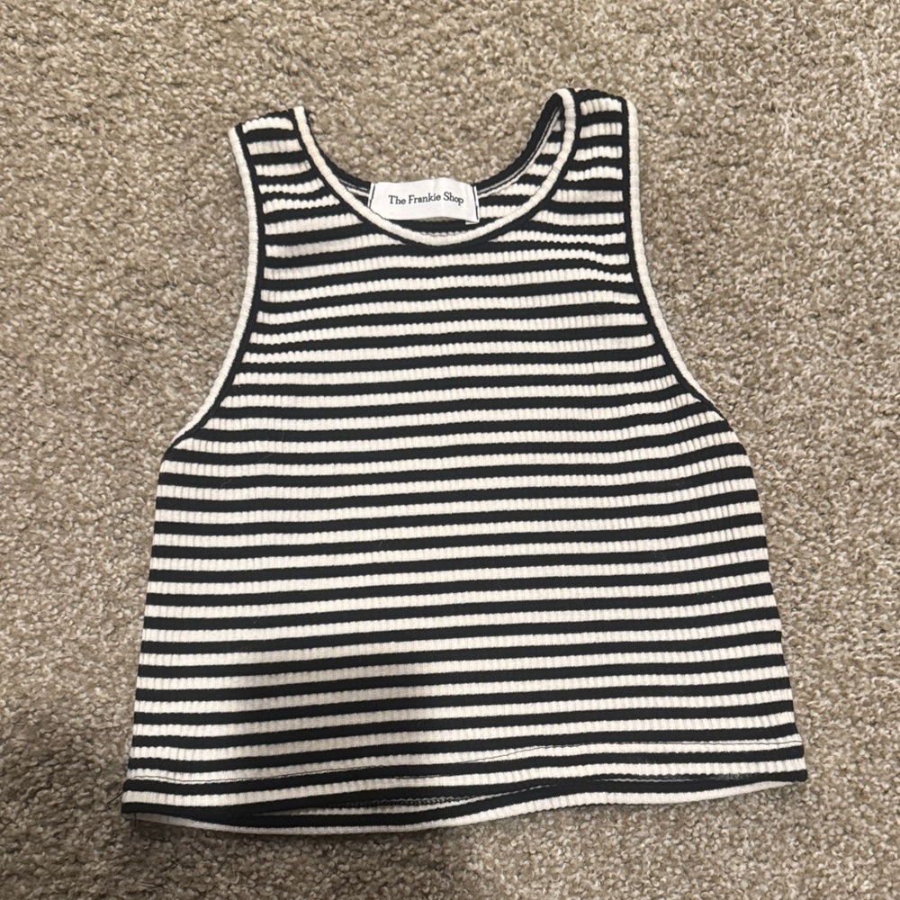 The Frankie Shop Kids Black and White Striped Tank Top